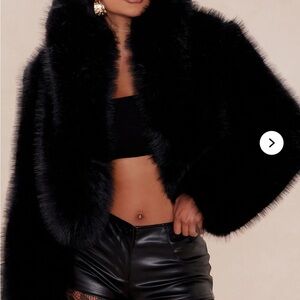 Elegant Black Faux Fur Jacket